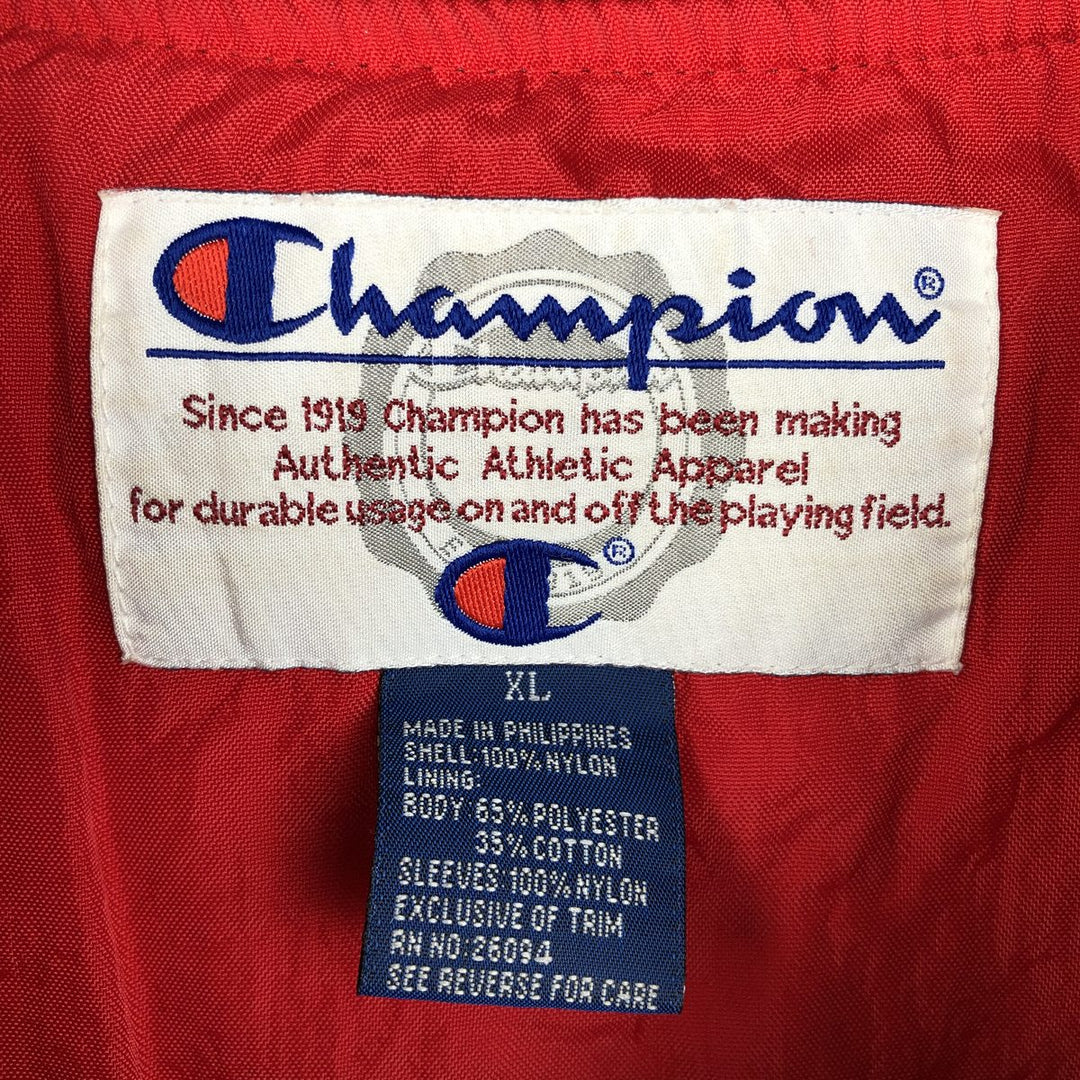 90s-00'S Champion V-neck nylon pullover, men's XL Nylon black type Vintage Second Hand
