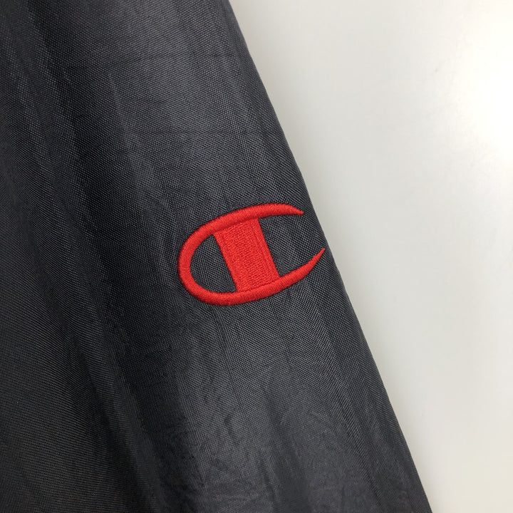 90s-00'S Champion V-neck nylon pullover, men's XL Nylon black type Vintage Second Hand