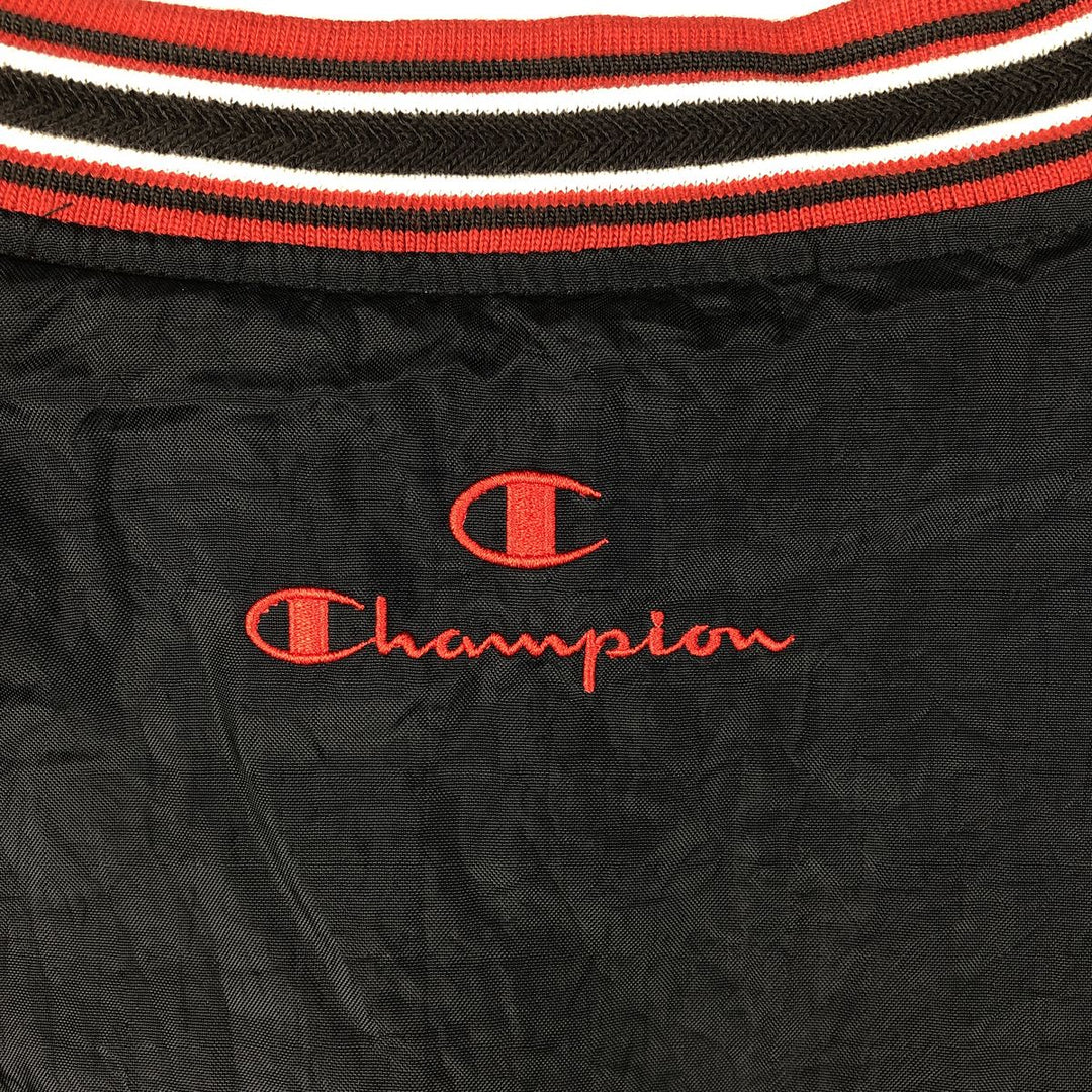90s-00'S Champion V-neck nylon pullover, men's XL Nylon black type Vintage Second Hand