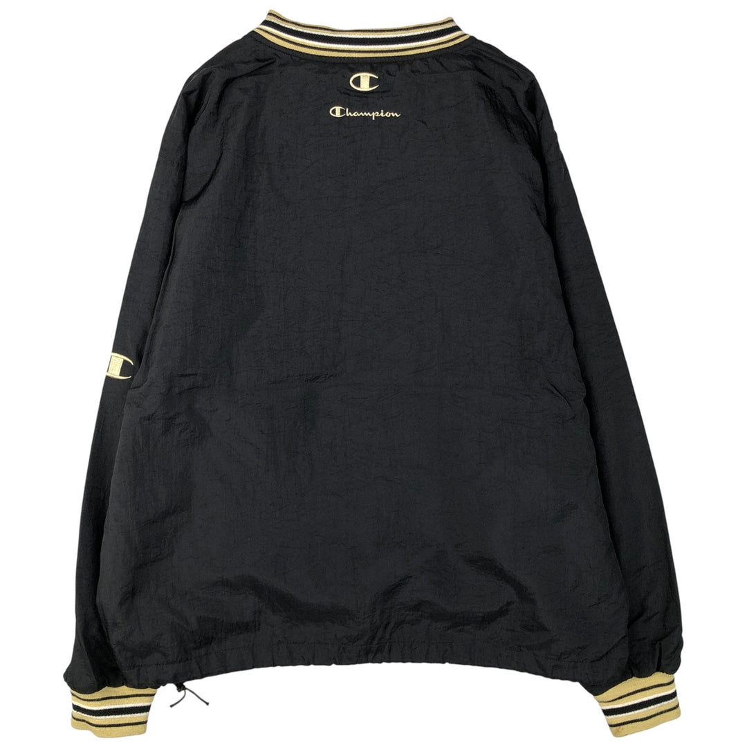 90s-00'S Champion V-neck warm-up pullover, men's size M polyester black type Vintage Second Hand