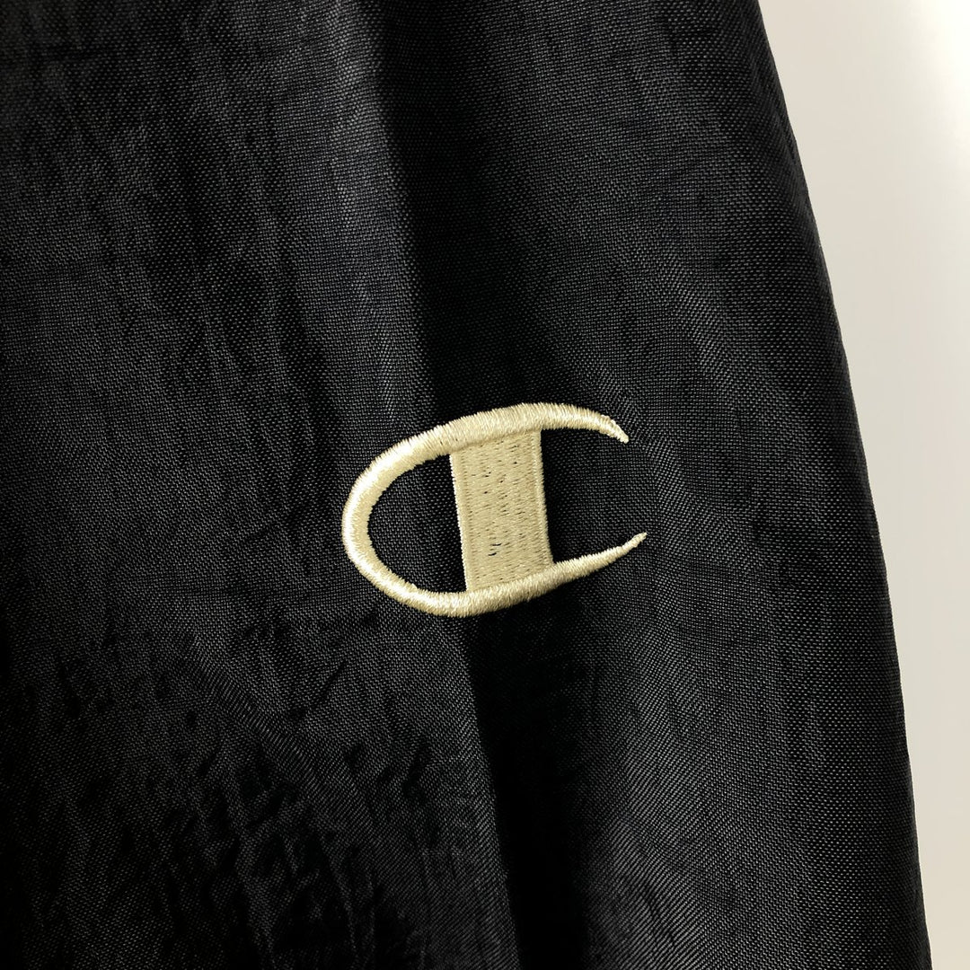 90s-00'S Champion V-neck warm-up pullover, men's size M polyester black type Vintage Second Hand