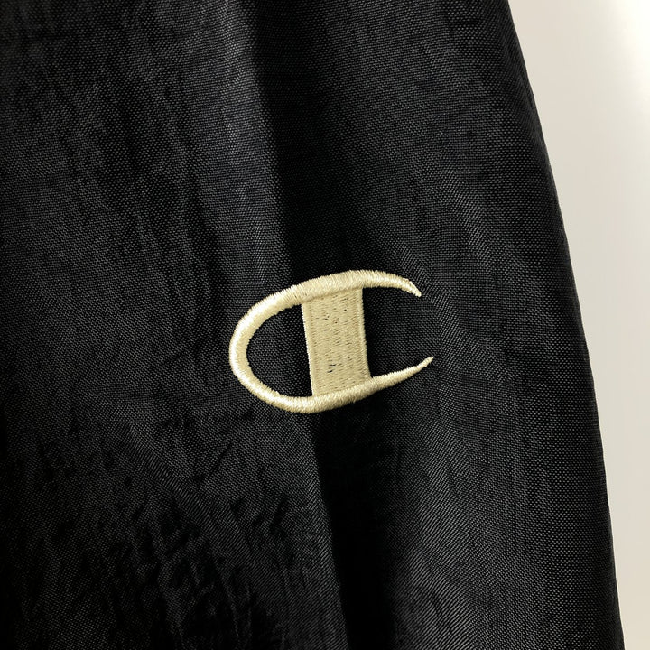 90s-00'S Champion V-neck warm-up pullover, men's size M polyester black type Vintage Second Hand