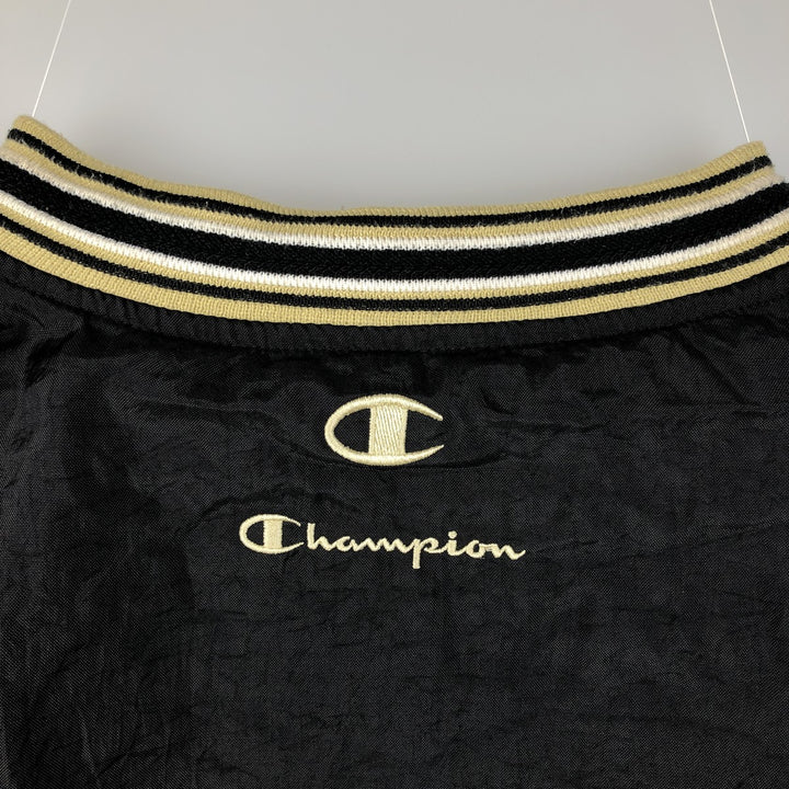 90s-00'S Champion V-neck warm-up pullover, men's size M polyester black type Vintage Second Hand