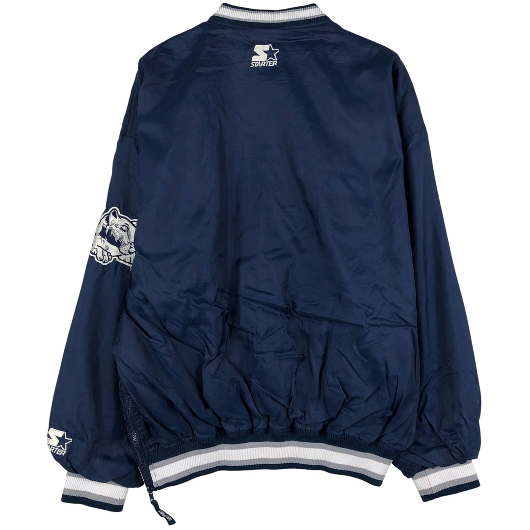 90'S Starter V-neck nylon pullover, men's size L, vintage Nylon navy blue type Vintage Second Hand