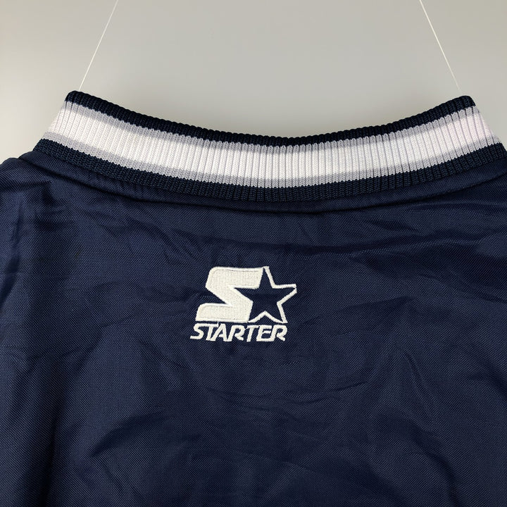 90'S Starter V-neck nylon pullover, men's size L, vintage Nylon navy blue type Vintage Second Hand