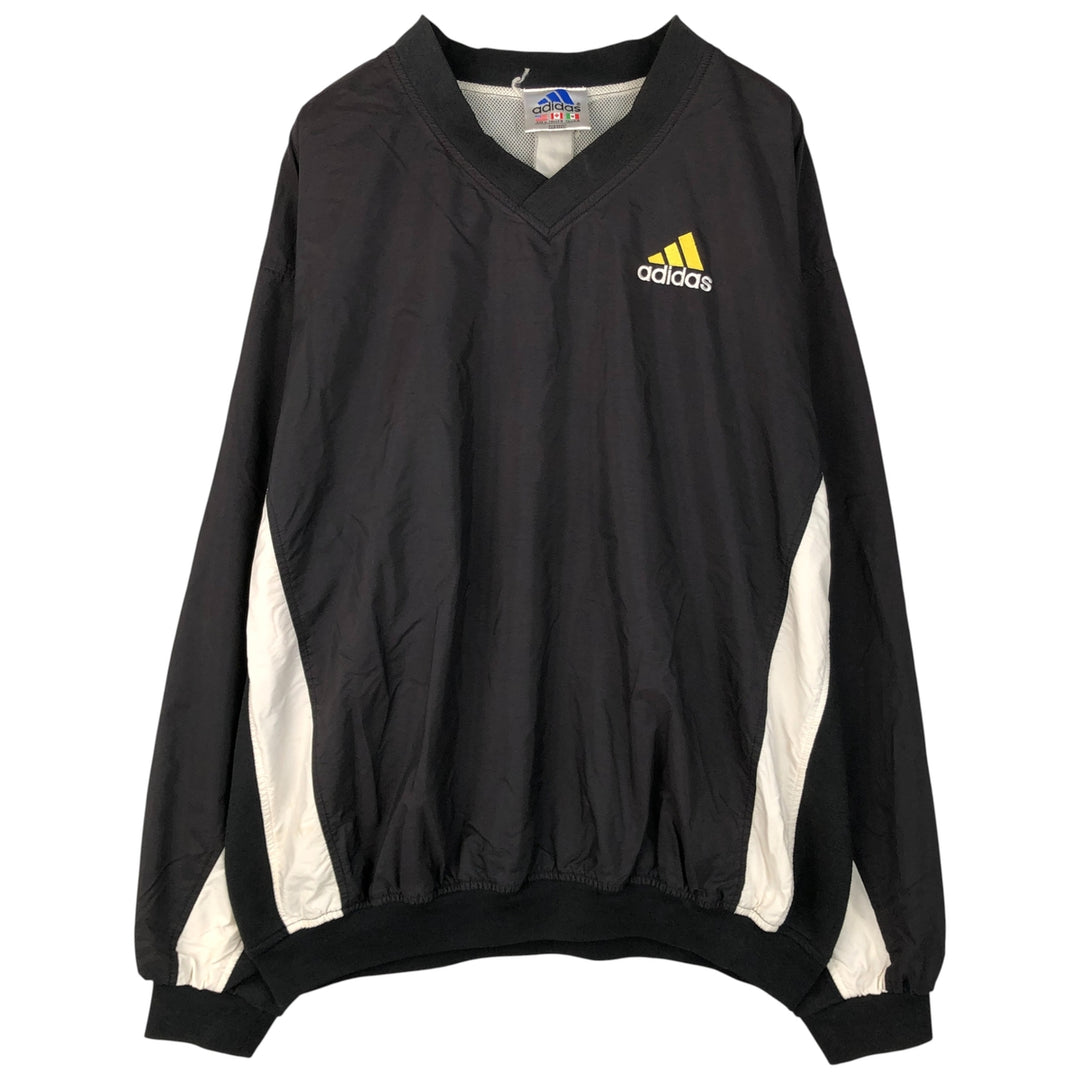 90s-00'S Adidas V-neck warm-up pullover, men's size L unclear black type Vintage Second Hand