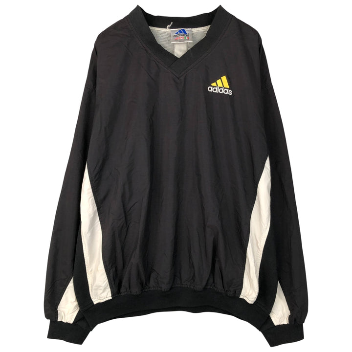 90s-00'S Adidas V-neck warm-up pullover, men's size L unclear black type Vintage Second Hand