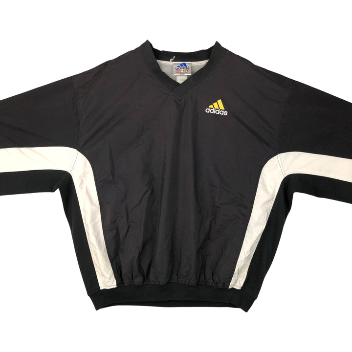 90s-00'S Adidas V-neck warm-up pullover, men's size L unclear black type Vintage Second Hand