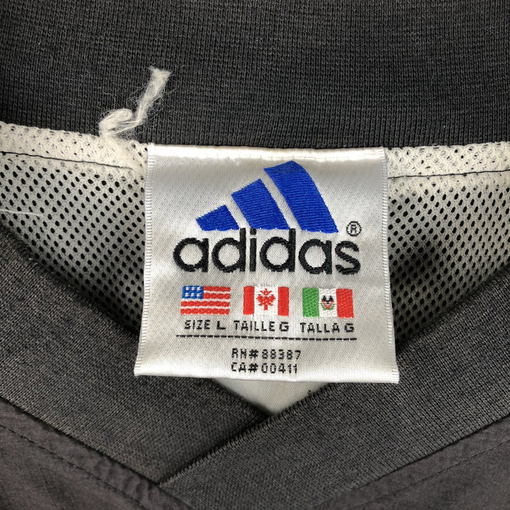 90s-00'S Adidas V-neck warm-up pullover, men's size L unclear black type Vintage Second Hand