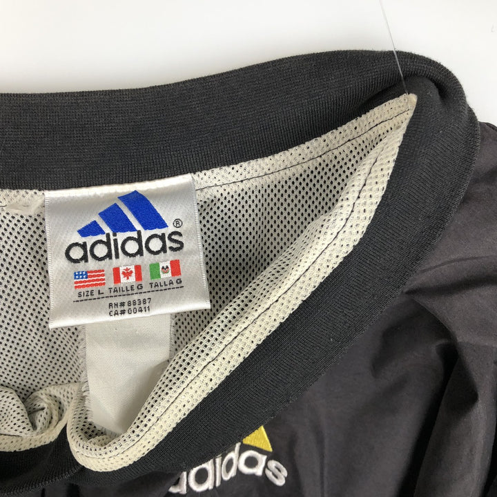 90s-00'S Adidas V-neck warm-up pullover, men's size L unclear black type Vintage Second Hand
