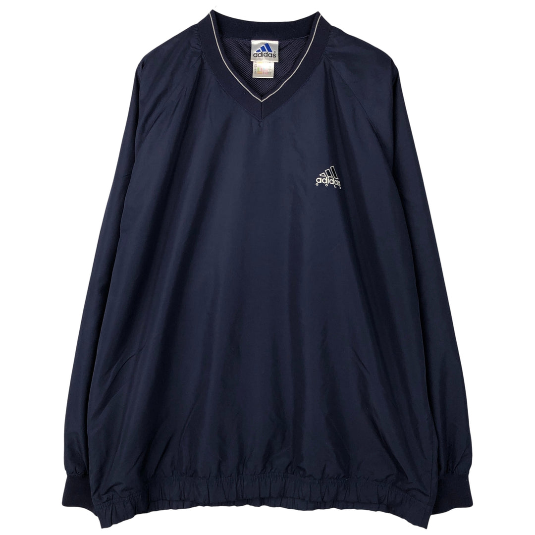 90s-00'S adidas Golf V-neck warm-up pullover, men's size L polyester navy blue type Vintage Second Hand