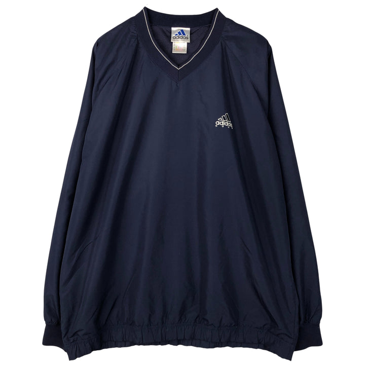 90s-00'S adidas Golf V-neck warm-up pullover, men's size L polyester navy blue type Vintage Second Hand