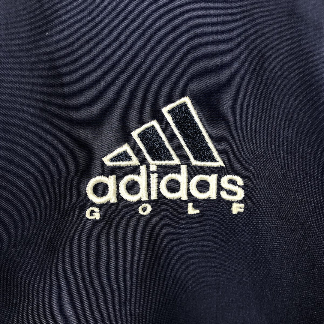 90s-00'S adidas Golf V-neck warm-up pullover, men's size L polyester navy blue type Vintage Second Hand