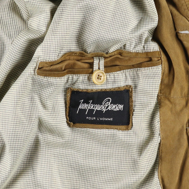 Jean Jacques Benson stand-collar suede leather jacket, men's size L Genuine Leather Suede Leather Beige type Vintage Second Hand