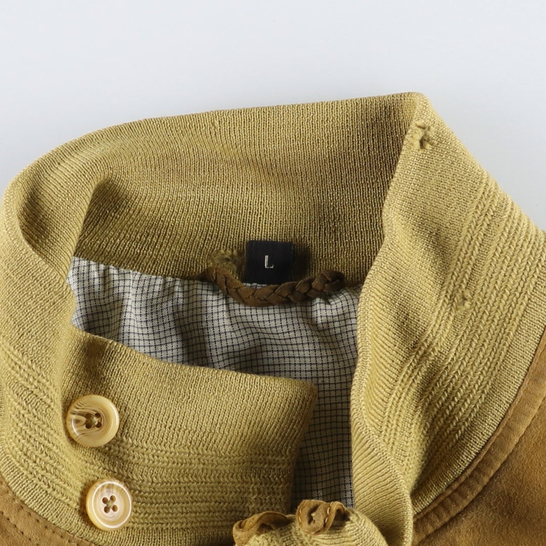 Jean Jacques Benson stand-collar suede leather jacket, men's size L Genuine Leather Suede Leather Beige type Vintage Second Hand
