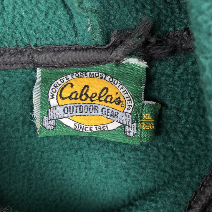 90s-00'S Cabelas Fleece Full-Zip Hoodie, Made in USA, Men's XL polyester green type Vintage Second Hand