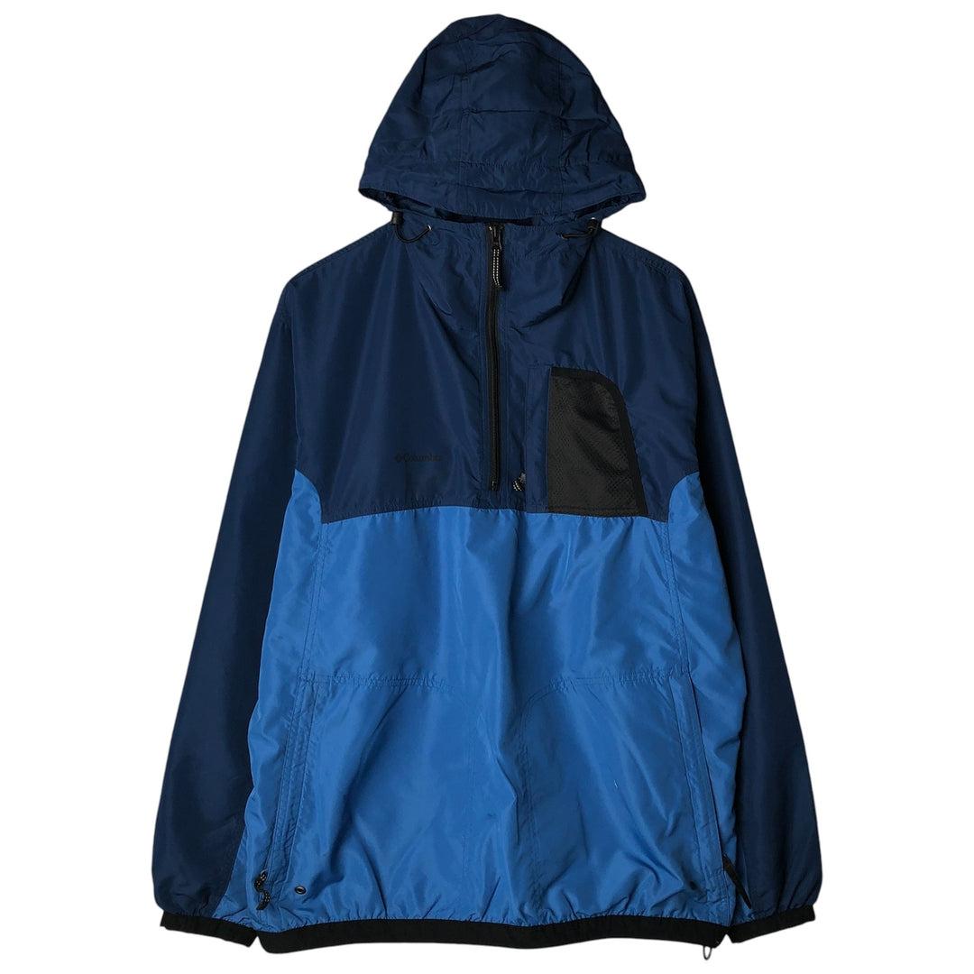 90s-00'S Columbia Half-Zip Anorak Parka, Men's Size L polyester blue type Vintage Second Hand