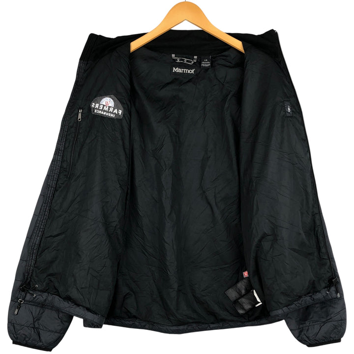Marmot Farmers Insurance Advertising Men's Padded Puffer Jacket (Size L) Recycled nylon black type Vintage Second Hand