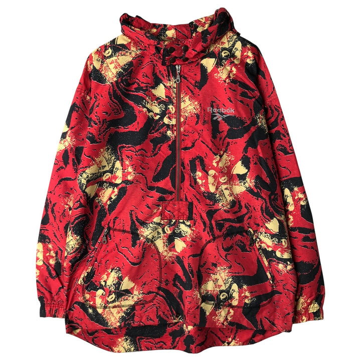90'S Reebok all-over geometric print half-zip windbreaker, men's size L, vintage polyester red type Vintage Second Hand