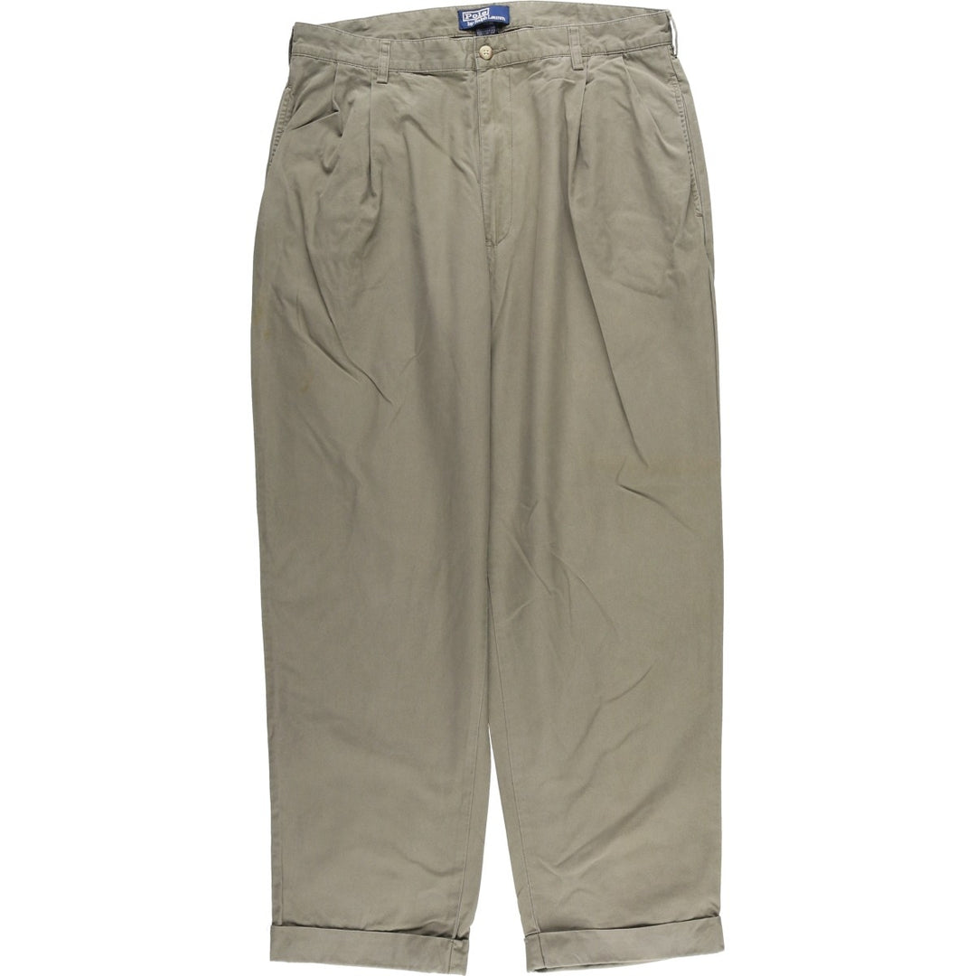 Ralph Lauren POLO by Ralph Lauren Two-pleat Chino Pants for Men, W34 equivalent cotton Khaki type beige Vintage Second Hand