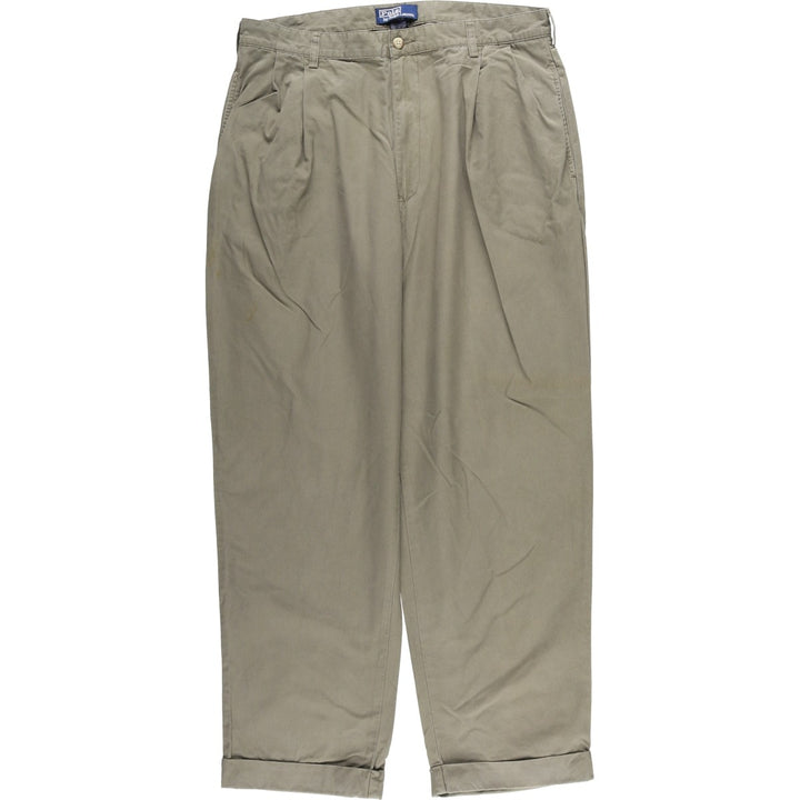 Ralph Lauren POLO by Ralph Lauren Two-pleat Chino Pants for Men, W34 equivalent cotton Khaki type beige Vintage Second Hand