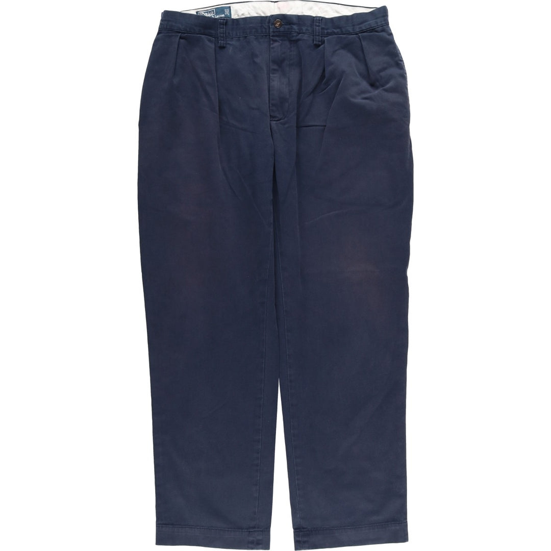 Ralph Lauren POLO by Ralph Lauren Two-pleat Chino Pants for Men, W36 cotton navy blue type Vintage Second Hand
