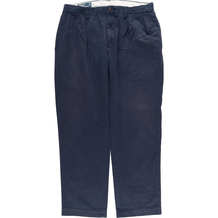 Ralph Lauren POLO by Ralph Lauren Two-pleat Chino Pants for Men, W36 cotton navy blue type Vintage Second Hand