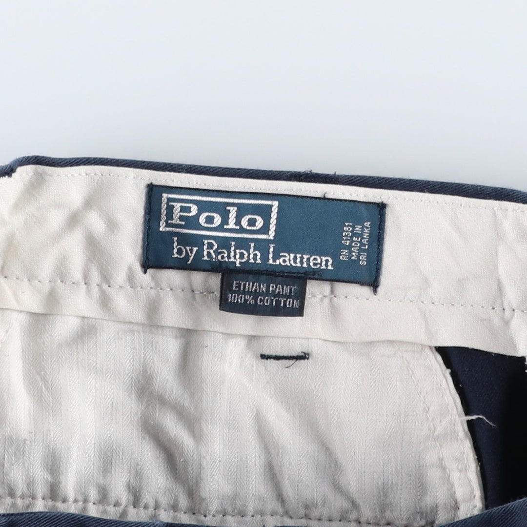 Ralph Lauren POLO by Ralph Lauren Two-pleat Chino Pants for Men, W36 cotton navy blue type Vintage Second Hand