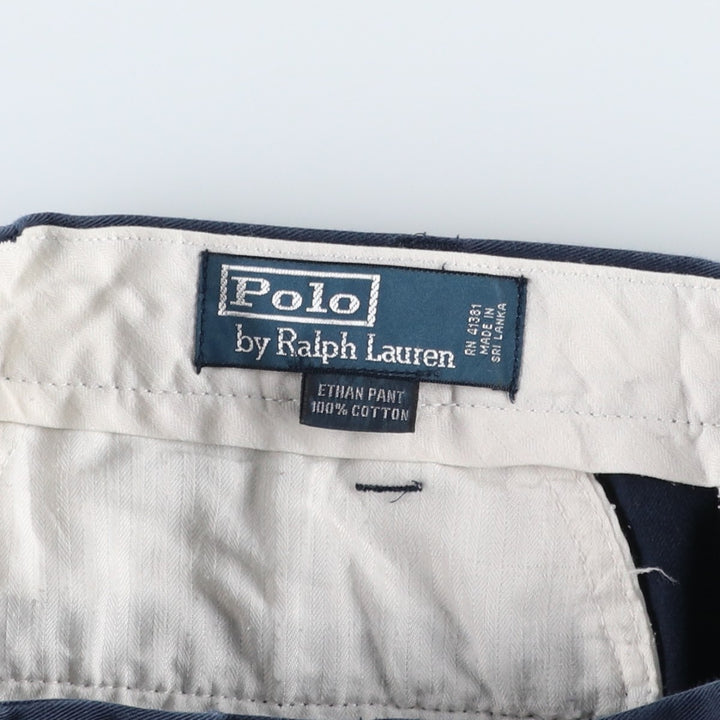 Ralph Lauren POLO by Ralph Lauren Two-pleat Chino Pants for Men, W36 cotton navy blue type Vintage Second Hand