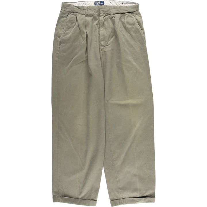 Ralph Lauren POLO by Ralph Lauren Two-pleat Chino Pants for Men, W34 equivalent cotton Khaki type Vintage Second Hand