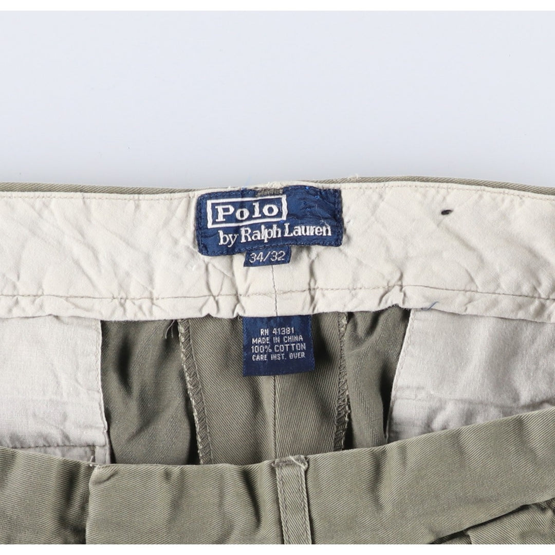 Ralph Lauren POLO by Ralph Lauren Two-pleat Chino Pants for Men, W34 equivalent cotton Khaki type Vintage Second Hand