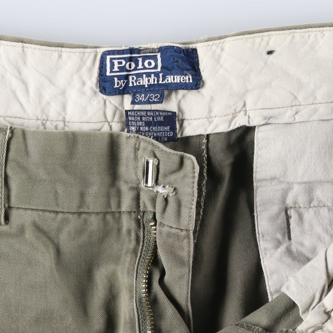 Ralph Lauren POLO by Ralph Lauren Two-pleat Chino Pants for Men, W34 equivalent cotton Khaki type Vintage Second Hand