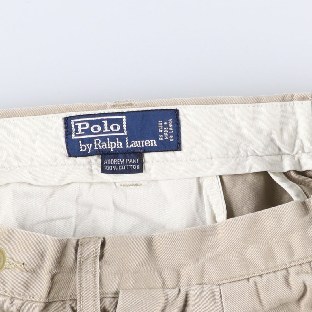 Ralph Lauren POLO by Ralph Lauren ANDREW PANT Two-pleat chino pants for men, equivalent to W34 cotton Beige type Vintage Second Hand