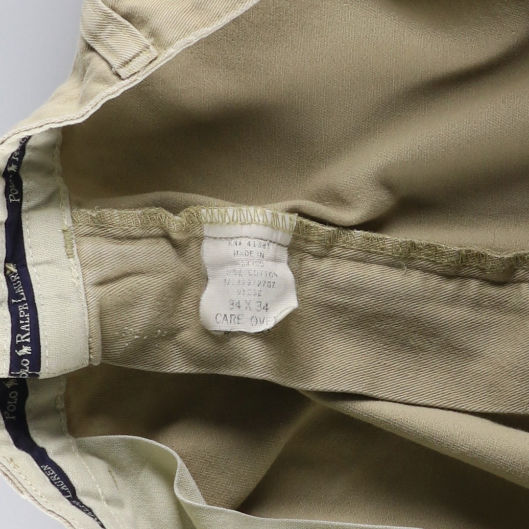 Ralph Lauren Polo Ralph Lauren Two-pleat Chino Pants for Men, W34 equivalent cotton Beige type Vintage Second Hand