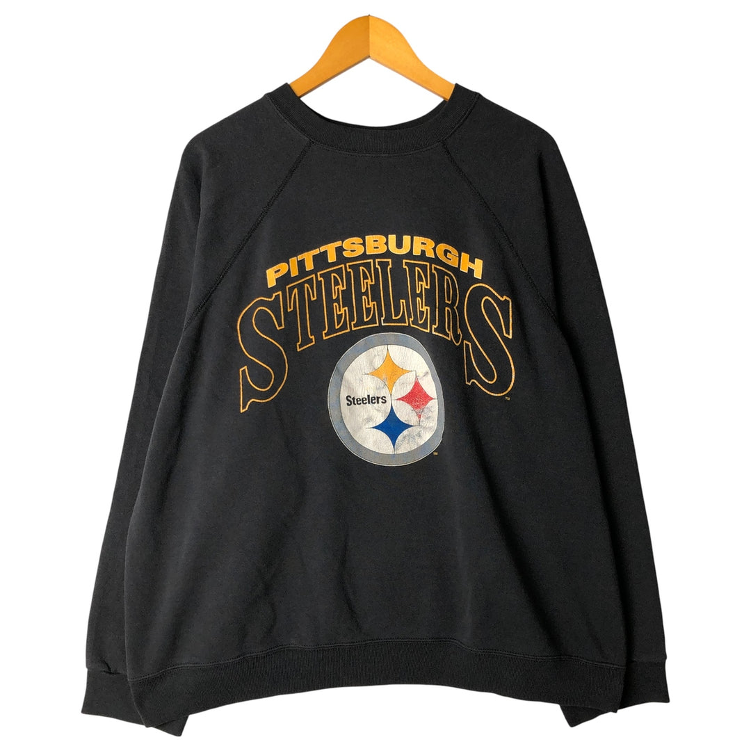 Vintage 1990'S Jostens NFL Pittsburgh Steelers Print Sweatshirt, Made in USA, Men's XXL polyester black type Vintage Second Hand