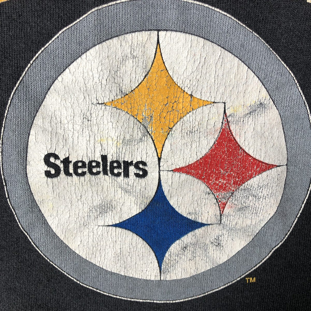 Vintage 1990'S Jostens NFL Pittsburgh Steelers Print Sweatshirt, Made in USA, Men's XXL polyester black type Vintage Second Hand
