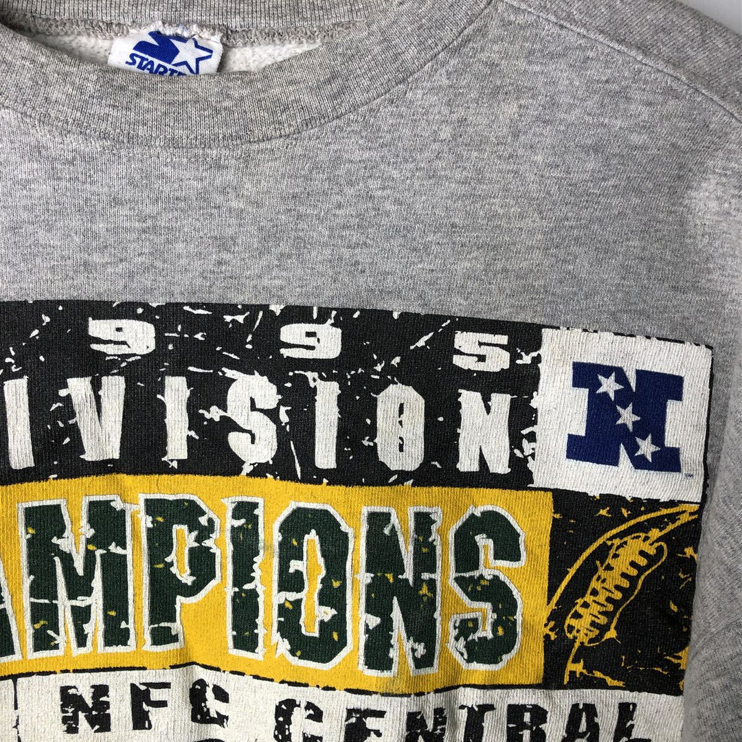 Vintage '90'S Starter NFL Green Bay Packers Printed Sweatshirt, Made in USA, Men's Size L cotton gray type Vintage Second Hand