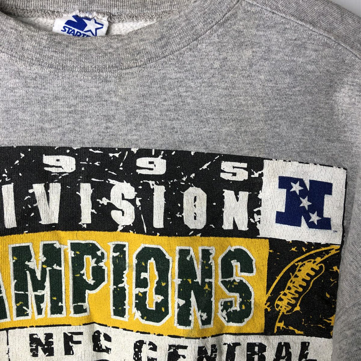 Vintage '90'S Starter NFL Green Bay Packers Printed Sweatshirt, Made in USA, Men's Size L cotton gray type Vintage Second Hand