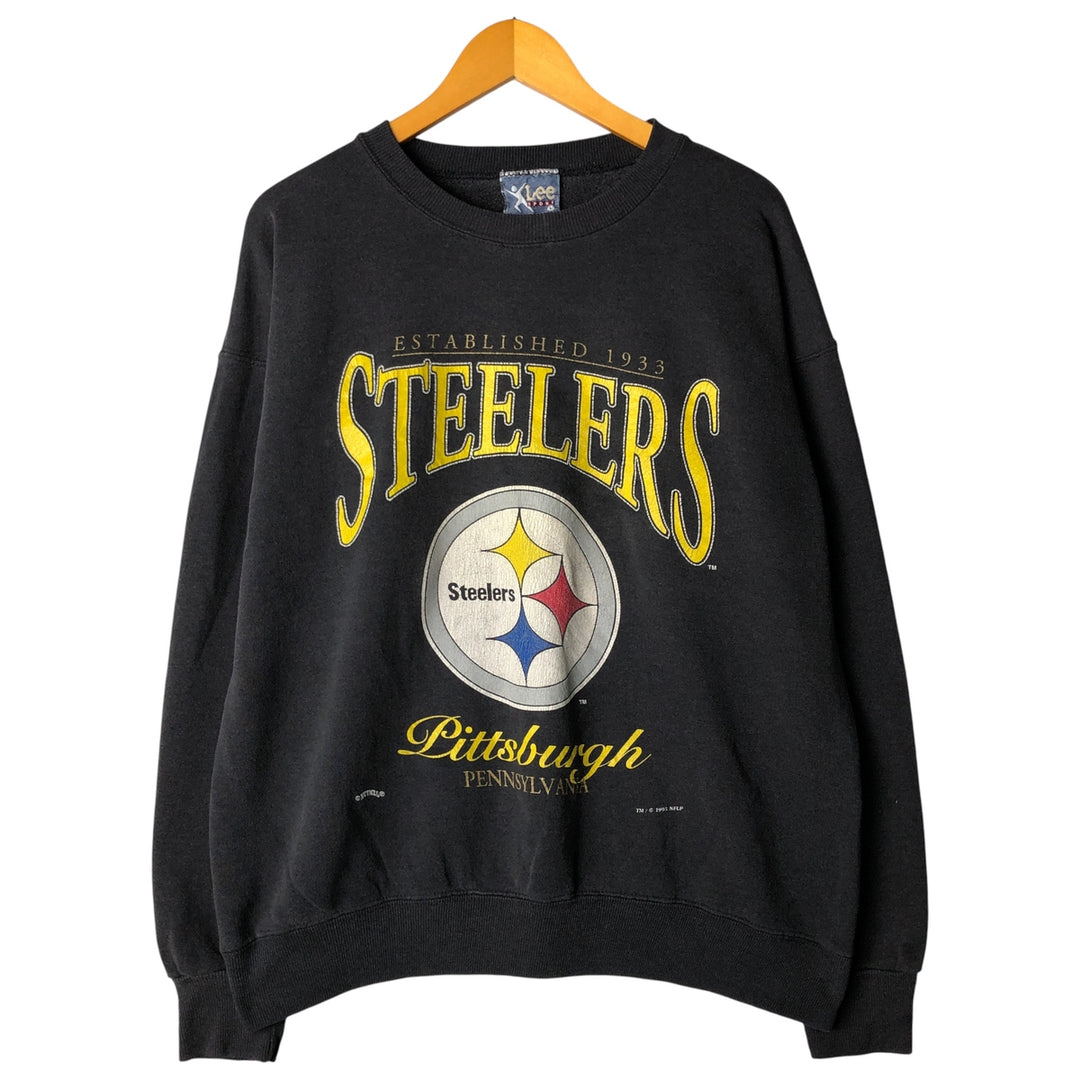 Vintage 90'S Lee SPORT NFL Pittsburgh Steelers print sweatshirt, men's size L cotton black type Vintage Second Hand