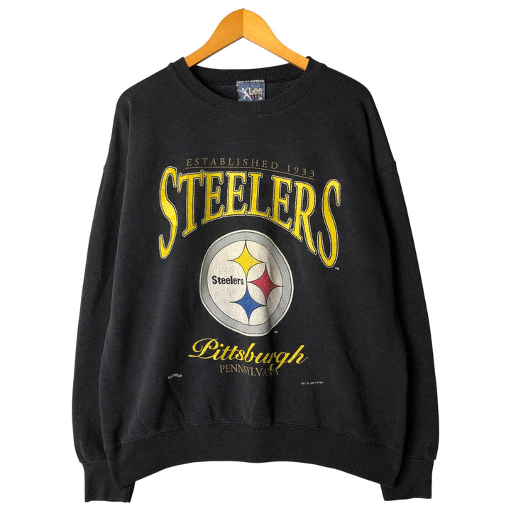 Vintage 90'S Lee SPORT NFL Pittsburgh Steelers print sweatshirt, men's size L cotton black type Vintage Second Hand