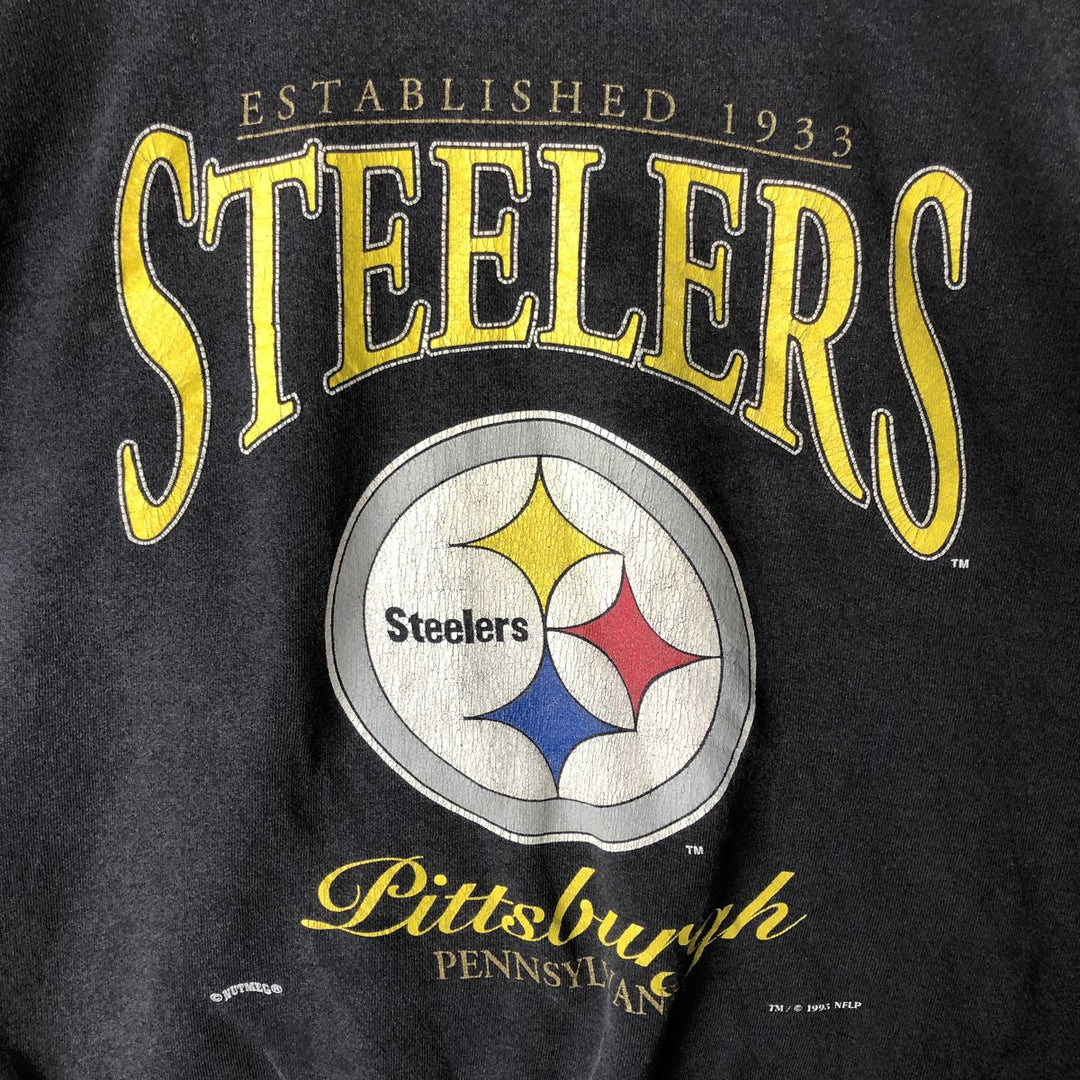 Vintage 90'S Lee SPORT NFL Pittsburgh Steelers print sweatshirt, men's size L cotton black type Vintage Second Hand