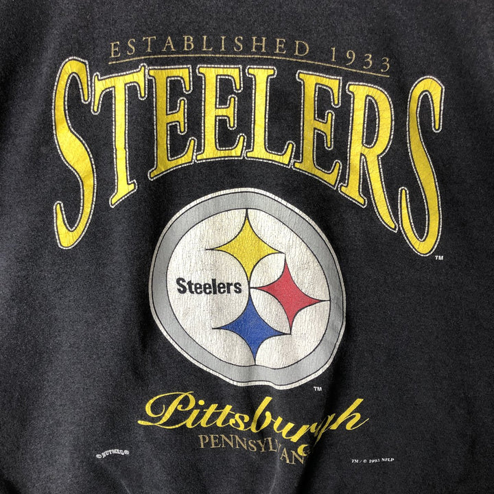 Vintage 90'S Lee SPORT NFL Pittsburgh Steelers print sweatshirt, men's size L cotton black type Vintage Second Hand