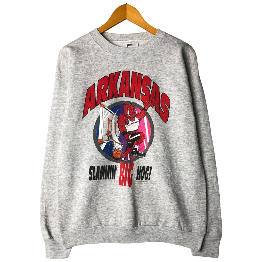 Vintage 90'S Tartex triple-print college character sweatshirt, made in the USA, men's size L cotton gray type Vintage Second Hand