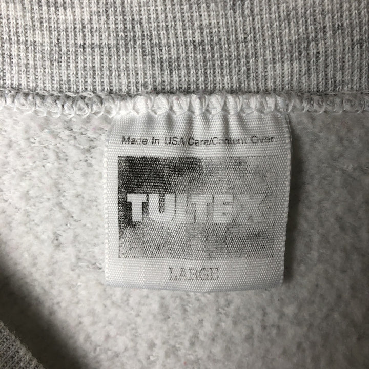 Vintage 90'S Tartex triple-print college character sweatshirt, made in the USA, men's size L cotton gray type Vintage Second Hand