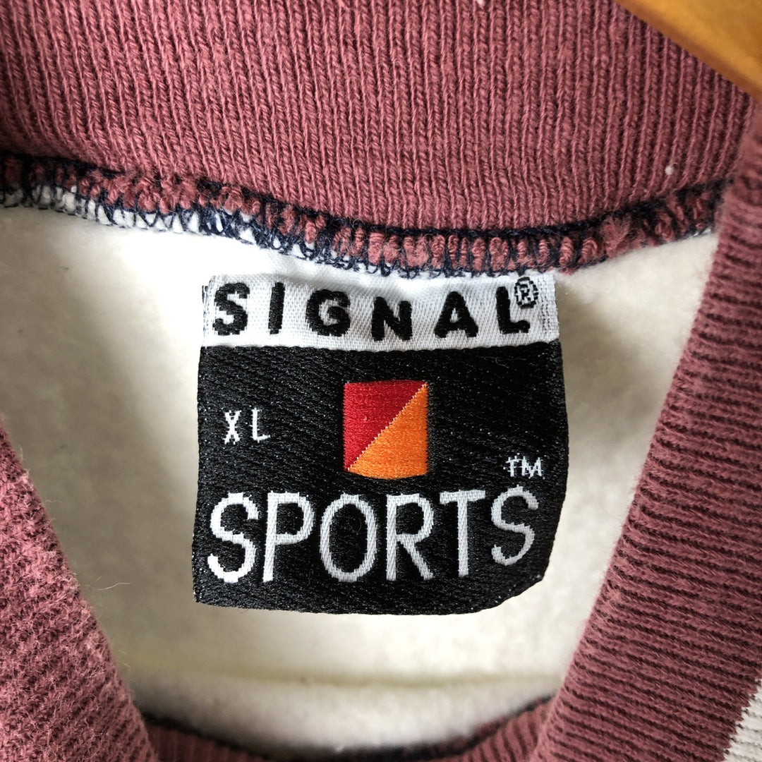 Vintage '90'S SIGNAL SPORTS mock neck print sweatshirt, made in the USA, men's size XL cotton gray type Vintage Second Hand