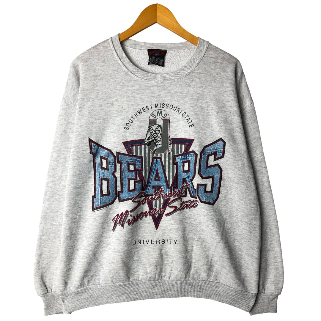 90'S GARMENT GRAPHICS College Sweatshirt, Made in USA, Men's Size XL, Vintage cotton gray type Vintage Second Hand