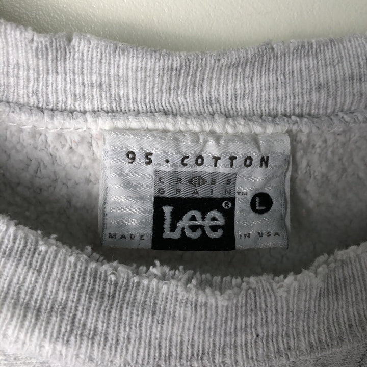 Vintage 90'S Lee Cross Grain Print Sweatshirt, Made in USA, Men's Size L cotton gray type Vintage Second Hand
