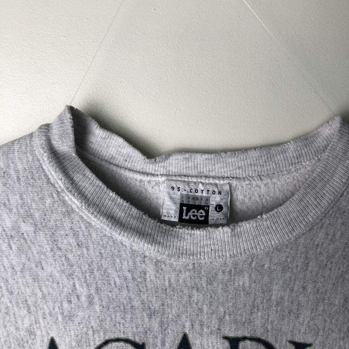 Vintage 90'S Lee Cross Grain Print Sweatshirt, Made in USA, Men's Size L cotton gray type Vintage Second Hand