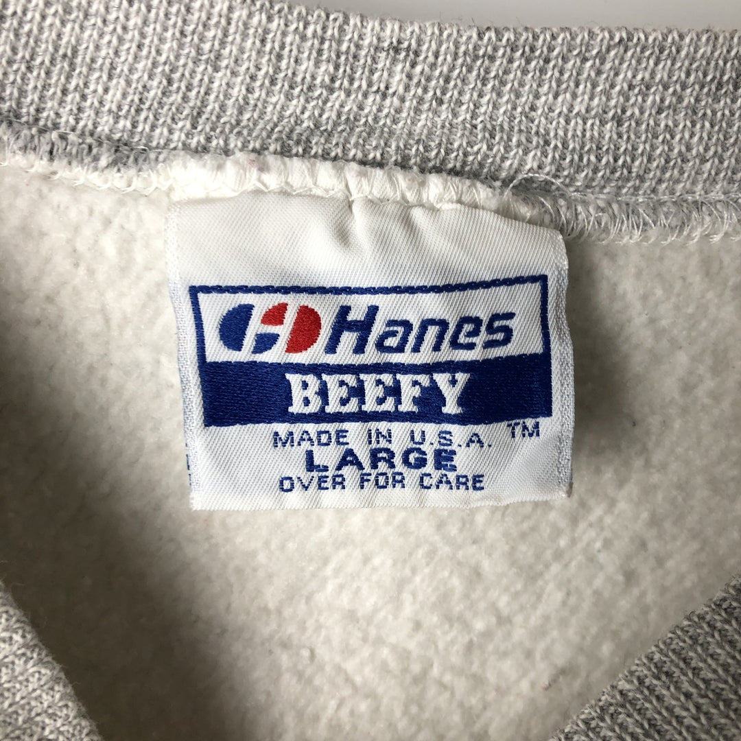 Vintage 90'S Hanes BEEFY-T blue tag college sweatshirt, made in the USA, size L. cotton gray type Vintage Second Hand