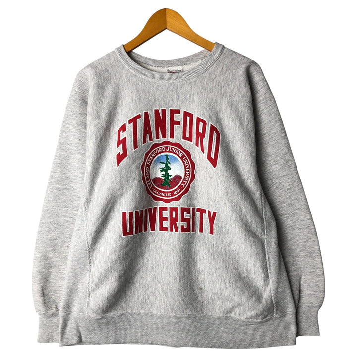 Vintage 90'S BASSETT WALKER CROSS GRAIN triple print college sweatshirt, men's size XL unclear gray type Vintage Second Hand